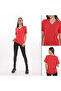 WOMEN'S RED V-NECK SHORT SLEEVE 100% COTTON INTERLOCK T-SHIRT S-111 - 2