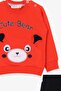 Baby Boy Tracksuit Set with Teddy Bear Embroidery, 9 Months-3 Years, Orange - 3