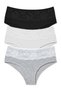 3-Piece Cotton Front Waist Lace Detailed High Waist Women's Panties