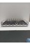 Silver Colored Rectangular Tray - Chrome Metal Glass Presentation - 2