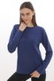 WOMEN'S NAVY BLUE BICYCLE COLLAR LONG SLEEVE 100% COTTON INTERLOCK T-SHIRT S-102Y - 4