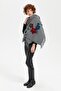 Women's Knitted Floral Embroidered Tassel Shawl Smoked - 6