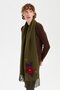 Women's Knitted Floral Embroidered Tasseled Kaşkol Khaki - 4