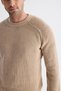 Crew Neck Thessaloniki Knitted Cotton Men's Beige Knitwear Sweater - 5