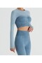 Athletic Women's Leggings Crop Suit Blue Shirred - 2