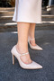 Omera Nude Single Strap Gold Buckle Detailed Women's Heeled Shoes - 2