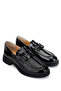 Women's Genuine Leather Black Patent Leather Loafers - 2