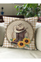 Autumn Themed 43X43 Velvet Cushion Cover