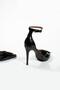 Women's Black Genuine Leather Heeled Shoes with Accessory Detail - 4