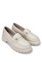 Women's Genuine Leather Beige Loafer Shoes - 2