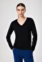 Black V-Neck Long Sleeve Women's Sweater