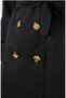 Women's Black Double Breasted Collar Belted Button Detailed Premium Long Trench Coat - 6