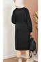Women's Black Double Breasted Collar Belted Button Detailed Premium Long Trench Coat - 7