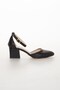 Black Women's Heeled Shoes with Helmet - 2