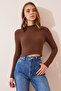 Pack of 2 Ribbed Turtleneck Knitted Blouse Brown Cream Lgt0025 - 3