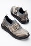 Stoned Thick Sole Stretch Platinum Women's Loafer Casual Shoes