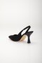 Zara Satin Open Back Black Women's Heeled Shoes - 5