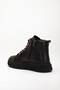 Genuine Leather Thick Sole Ring Laced Black Women's Boots - 5
