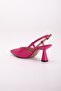 Large Size Side Post V-Faced Skin Fuchsia Women's Heeled Shoes - 6