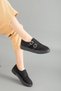 Suede Two Buckled Thick Sole Black Women's Sports Shoes - 2