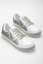 Patent Leather Sole Lace Stoned Silver White Women's Sports Shoes