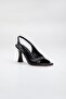 Large Size Goblet Heel Skin Black Women's Heeled Sandals - 4