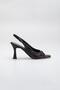 Large Size Goblet Heel Skin Black Women's Heeled Sandals - 3