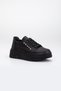 Thick Sole Single Row Jewelled Laced Black Women's Sports Shoes - 5