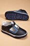 Cute Young Orthopedic Laser Navy Blue Denim Boys' Shoes