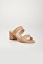 Two-Striped Stoned Skin Nude Women's Short Heeled Slippers - 5