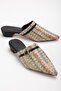 New Straw Material Closed-Front Black Women's Short Heeled Slippers