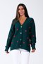 Women's Green Heart Embroidered Buttoned Bohemian Knitwear Cardigan - 5