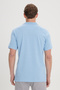 Men's Light Blue Slim Fit Slim Fit Polo Collar 100% Cotton Short Sleeve T-Shirt - 5
