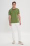 Men's Green Slim Fit Slim Fit Polo Collar 100% Cotton Short Sleeve T-Shirt - 2