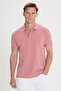 Men's Dried Rose Slim Fit Slim Fit Polo Collar 100% Cotton Short Sleeve T-Shirt