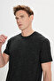 Men's Black Slim Fit Slim Fit Crew Neck Cotton Short Sleeve T-Shirt - 3