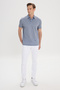 Men's Navy Blue-Ecru Regular Fit Relaxed Fit 100% Cotton Striped Polo Collar T-Shirt - 2