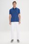 Men's Navy Blue Comfort Fit Relaxed Cut Polo Collar Cotton Short Sleeve T-Shirt - 2