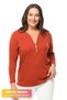 Large Size Zippered Collar Comfort Model New Season Soft Textured V-Neck Stylish Daily Knitwear Sweater