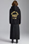 Leılany Women's 3 Thread Raised Back Print Detailed Regular Hooded Black Sweatshirt - 7