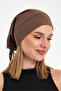 Brown Rope Detailed Special Design 4 Season Hat Beret Buff-Ultra Soft Natural Combed Cotton Fabric - 3