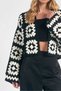 Black and White Women's Cardigan with Hand Knitted Motif Detail