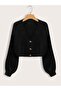 Women's Black Knitwear Buttoned Cardigan