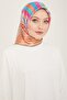 Beige - Pink Stripe Pattern Tivil Silk Scarf 9107 - 05