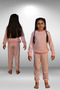 Girl's Pink and White Striped Cotton Pajama Set Top and Bottom Set - 7