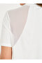 Solid Mesh & Seam Detail Short Sleeves Top - 4
