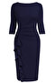 Women's Plus Size Navy Blue Bodycon Ruffled Slit Plus Size Evening Dress - 2