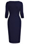 Women's Plus Size Navy Blue Bodycon Ruffled Slit Plus Size Evening Dress - 4