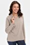 Women's Polo Collar Sweater with Side Slits Mink - 3