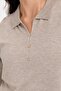 Women's Polo Collar Sweater with Side Slits Mink - 4